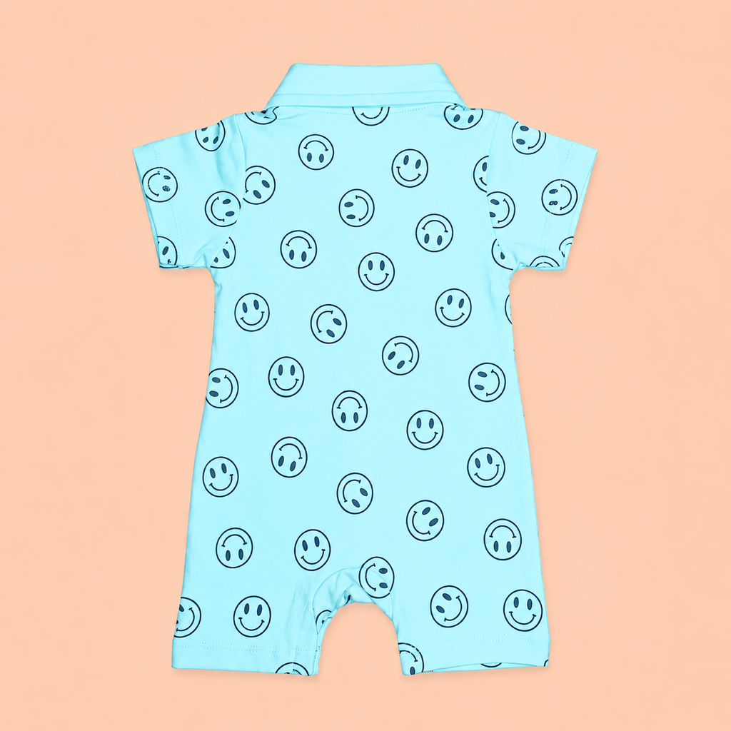 Playful Smiles Cotton Polo Collar Romper