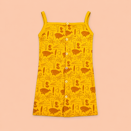 Ocean Life Front Button Cotton Frock