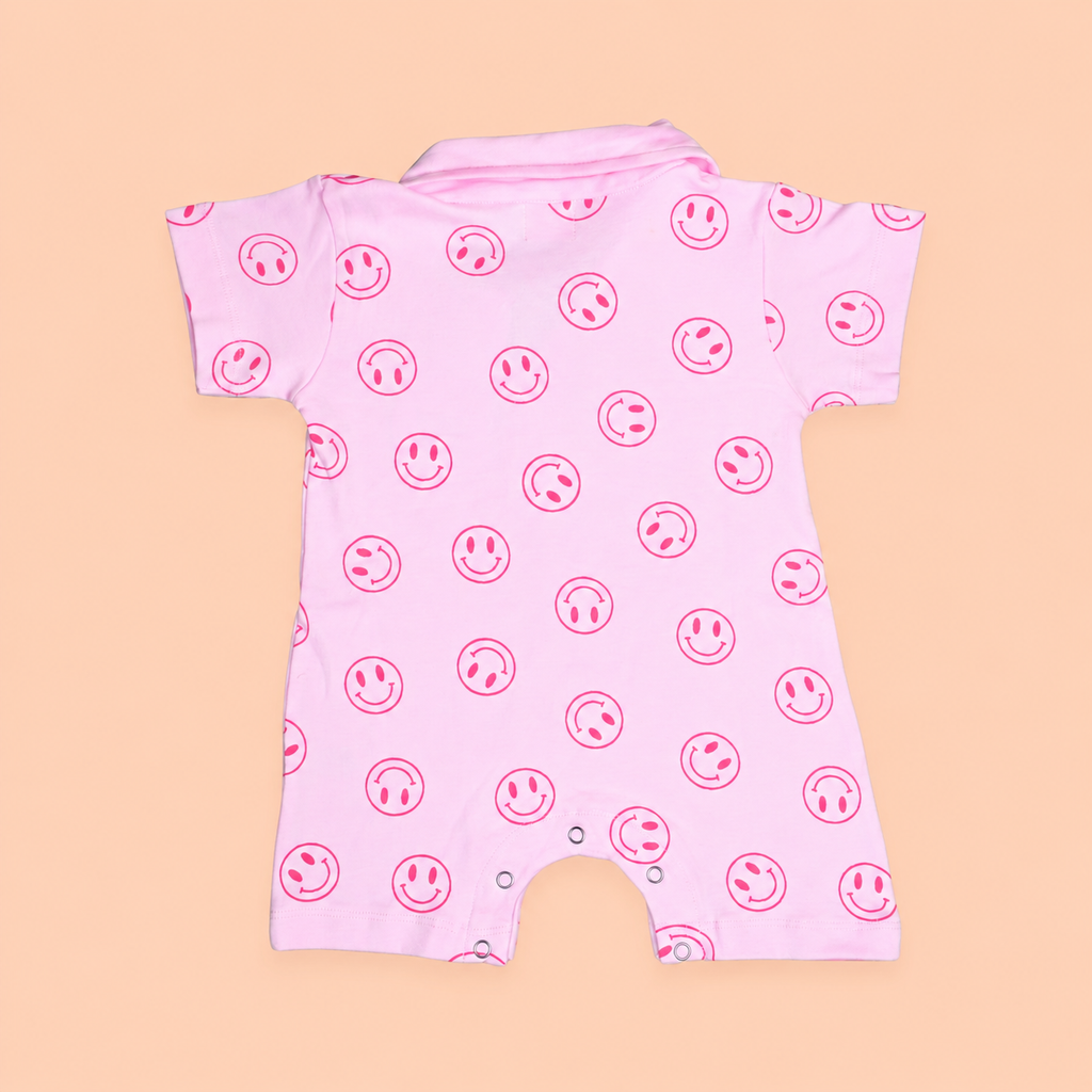 Playful Smiles Cotton Polo Collar Romper