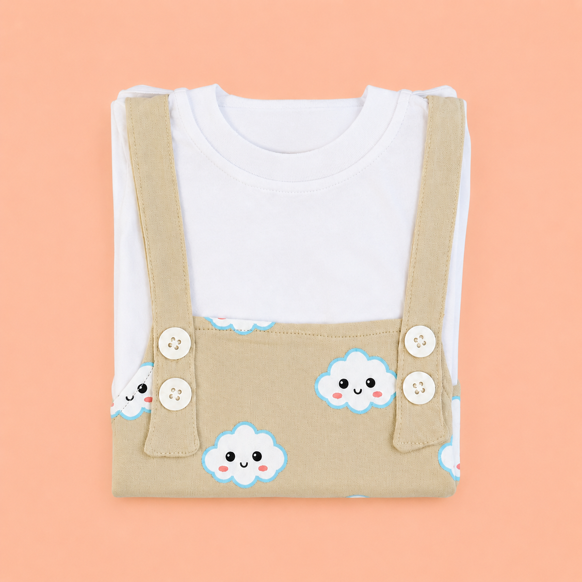 Happy Clouds 2-Piece Dungaree & tee
