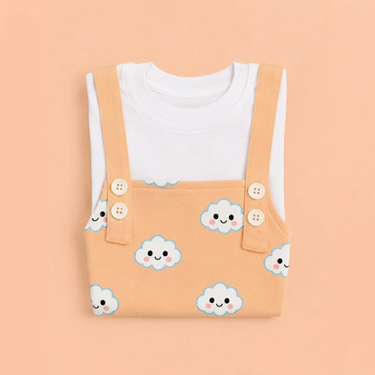 Happy Clouds 2-Piece Dungaree & tee