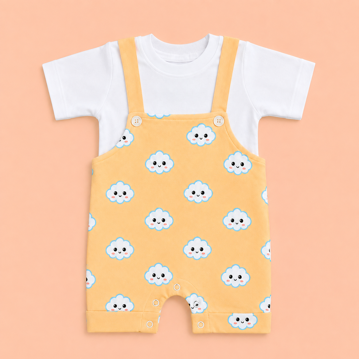 Happy Clouds 2-Piece Dungaree & tee