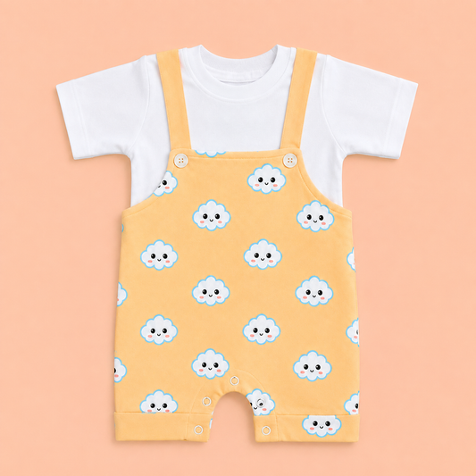 Happy Clouds 2-Piece Dungaree & tee