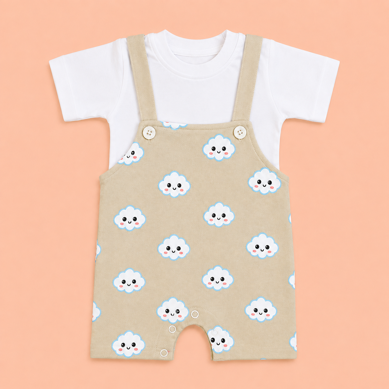 Happy Clouds 2-Piece Dungaree & tee