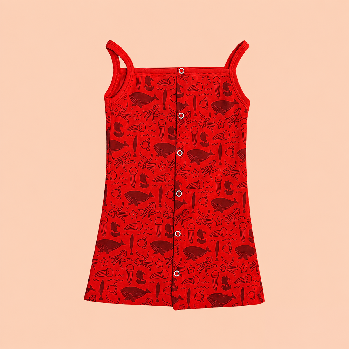 Ocean Life Front Button Cotton Frock