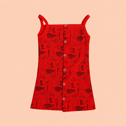 Ocean Life Front Button Cotton Frock