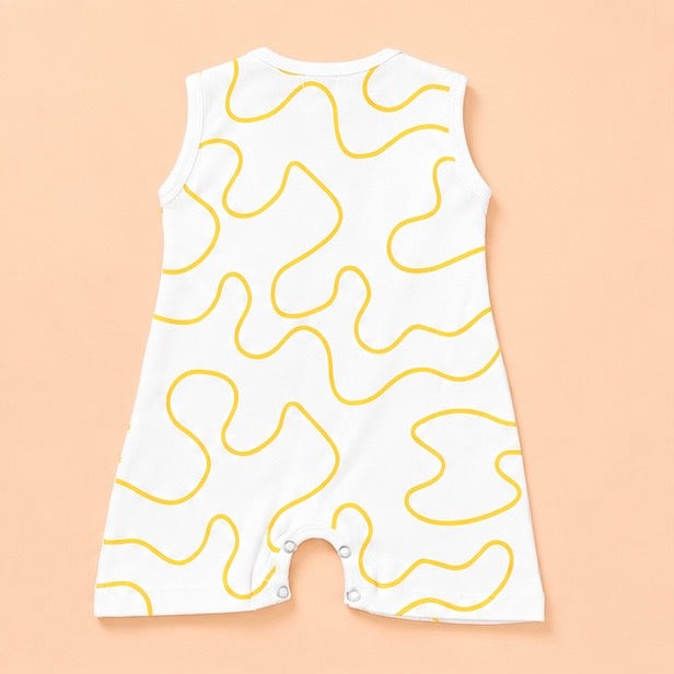 Wavy Line Printed Cotton Romper