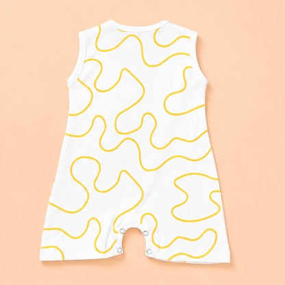 Wavy Line Printed Cotton Romper
