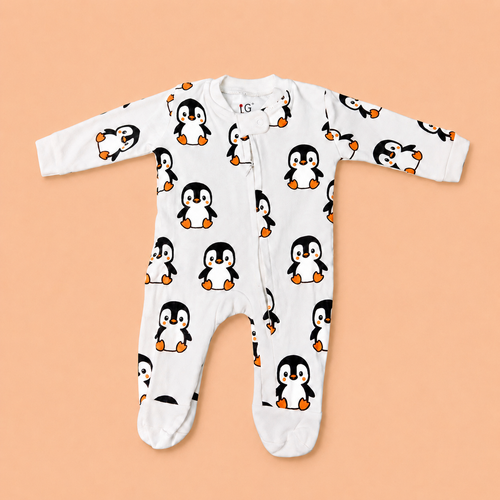 Penguin Romper with footies