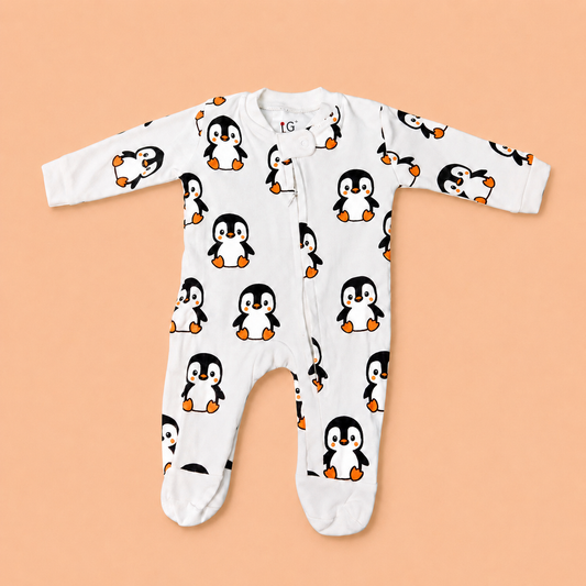 Penguin Romper with footies