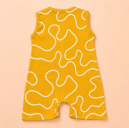 Wavy Line Printed Cotton Romper