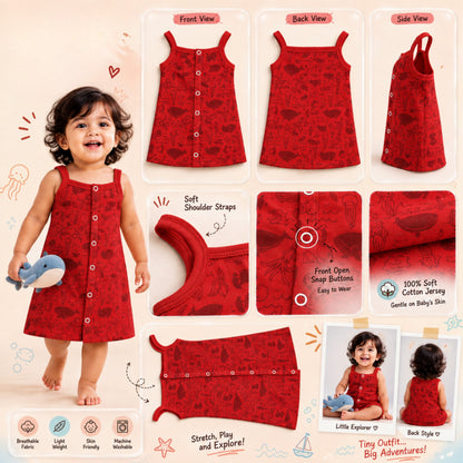 Ocean Life Front Button Cotton Frock